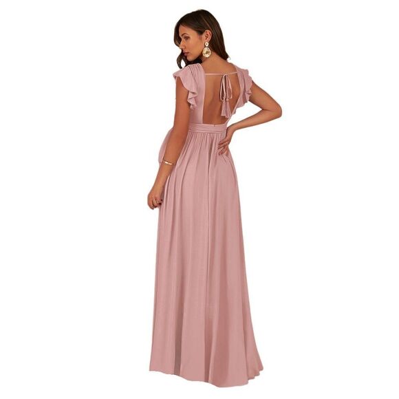 Azazie Aruba Blush Pink Maxi Dress Sz 10 - Picture 3 of 8